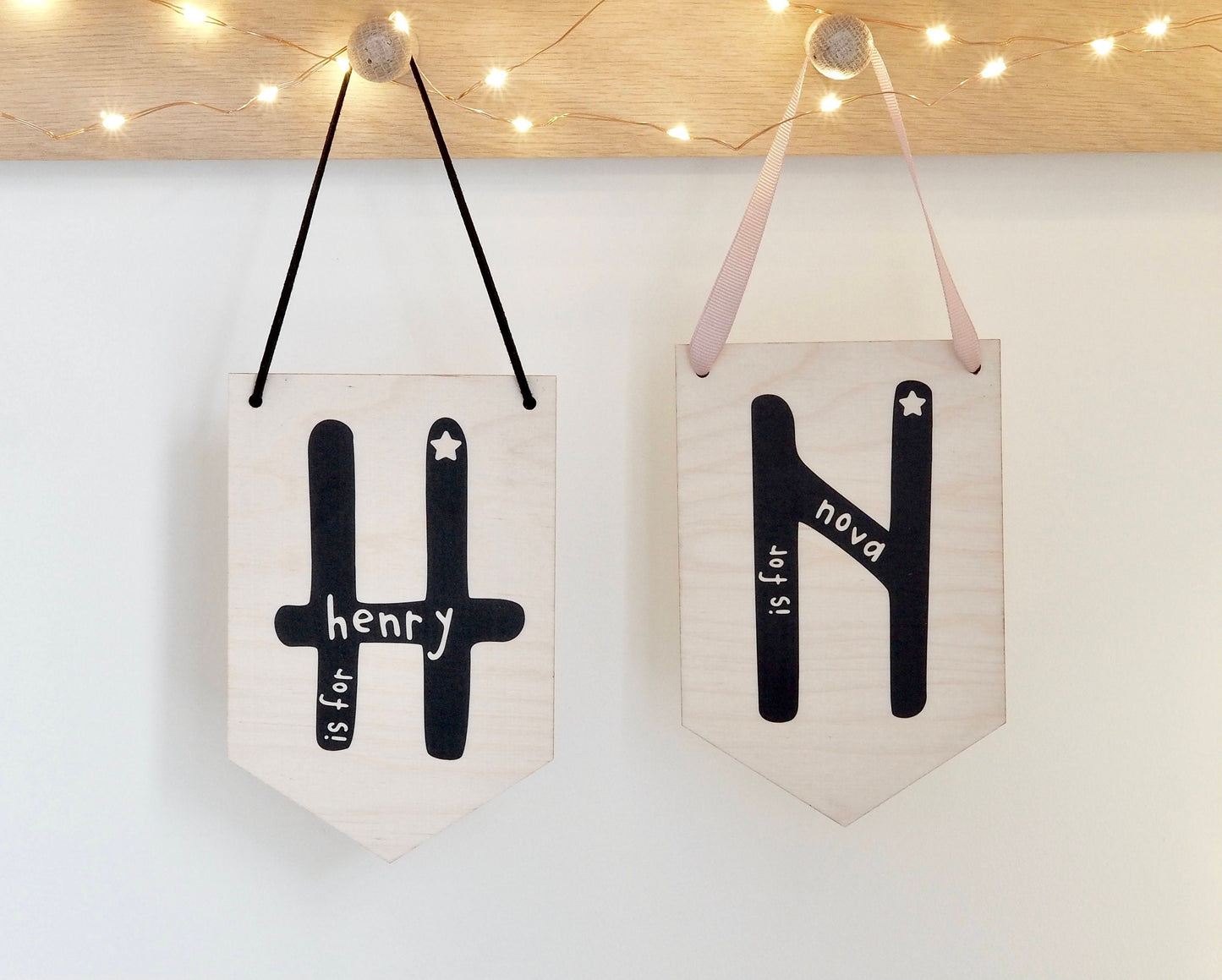 Mini personalised wooden pennant
