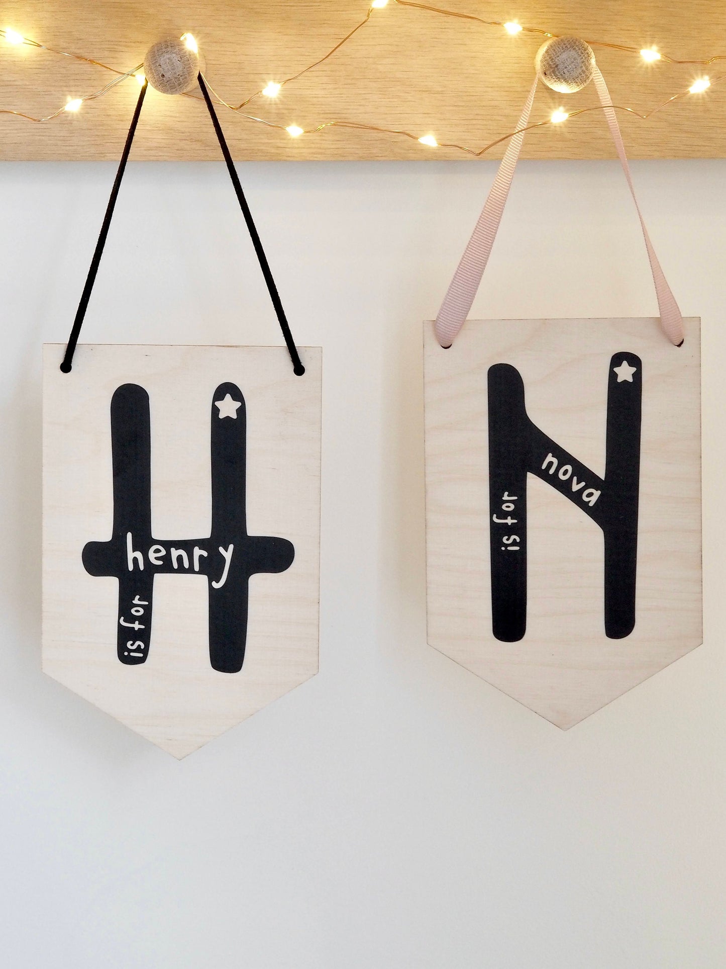 Mini personalised wooden pennant